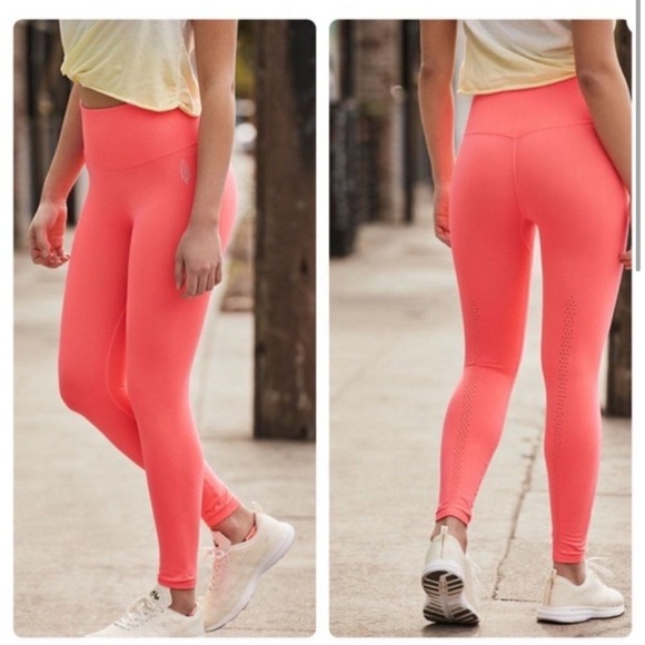 Free People M/L High-Rise 7/8 Length Good Karma
Leggings- Neon Coral Orange - Picture 10 of 10